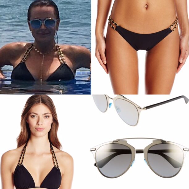 Kyle Richards Chain Strap Bikini And Gold Sunglasses In Mexico Big