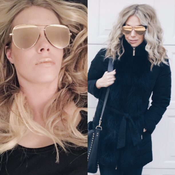 Teddi Mellencamp S Gold Mirrored Aviator Sunglasses Big Blonde Hair