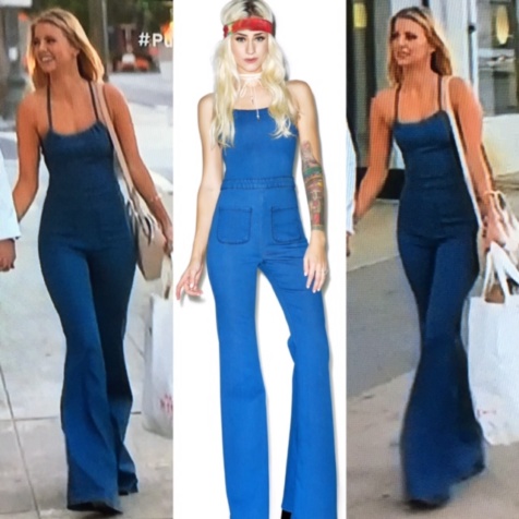 Ariana Madix S Lace Up Back Flared Denim Jumpsuit Big Blonde Hair