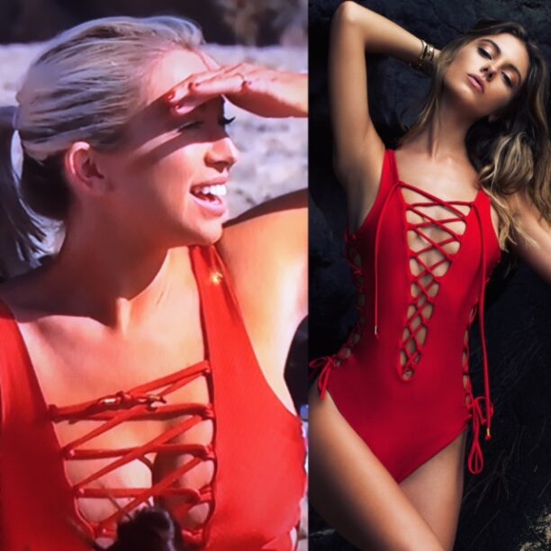 Stassi Schroeder S Red Lace Up Bathing Suit Big Blonde Hair