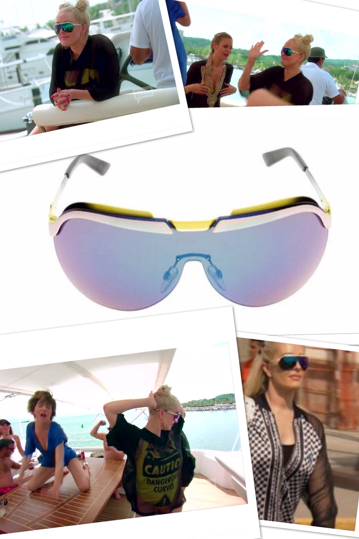 Erika Jayne Girardi S Blue Mirrored Sunglasses In Mexico Big Blonde Hair