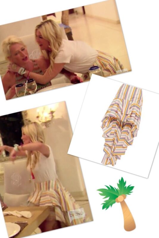 Tinsley Mortimer S Striped High Low Ruffle Skirt Big Blonde Hair