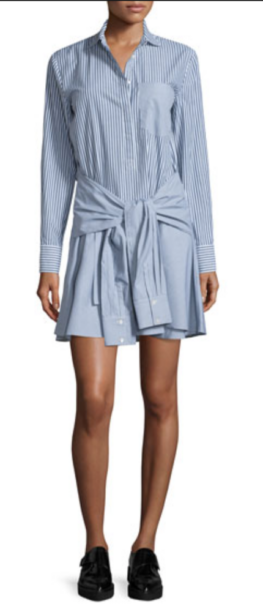 Brielle Biermann S Tie Waist Pinstripe Shirtdress Big Blonde Hair