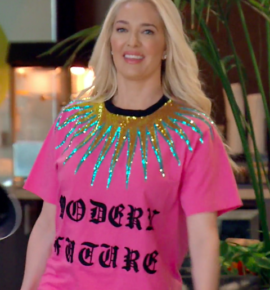 Erika Girardi S Pink Sequin Tee Shirt Big Blonde Hair