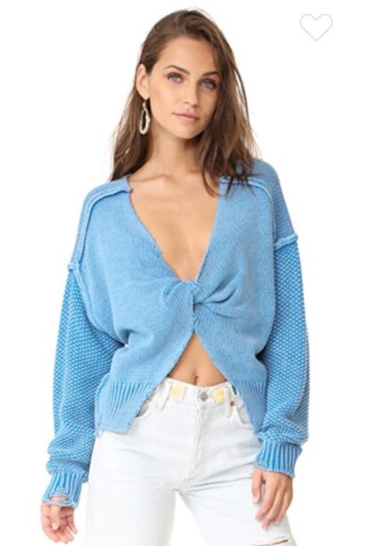 Amanda Batula S Blue Front Twist Sweater Big Blonde Hair