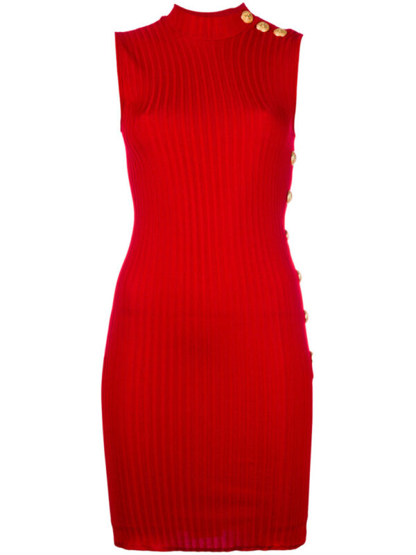 Dorit Kemsley S Red Ribbed Mock Neck Dress Big Blonde Hair