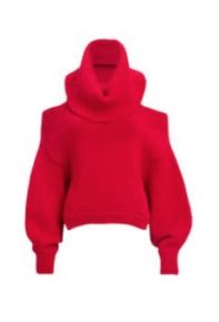 Caroline Stanbury S Red Cold Shoulder Sweater On Instagram Big Blonde