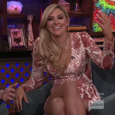 Gina Kirschenheiter S Snake Print Dress On Wwhl Big Blonde Hair