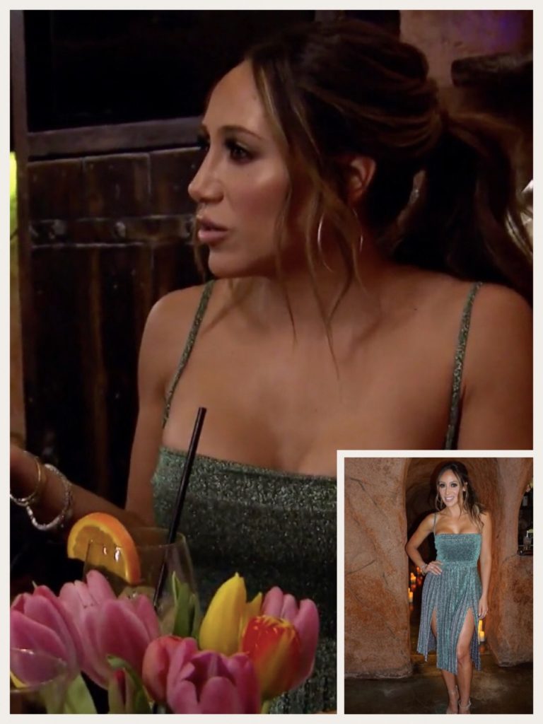 Melissa Gorga S Blue Green Glitter Dress Big Blonde Hair