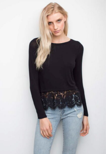 Melissa Gorga S Black Lace Hem Top Big Blonde Hair