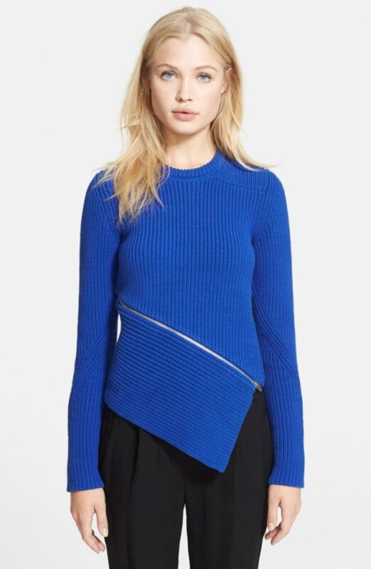 Bethenny Frankel S Blue Zipper Sweater Big Blonde Hair