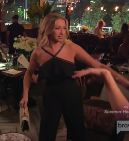 Stassi Schroeder S Black Ruffle Jumpsuit Big Blonde Hair