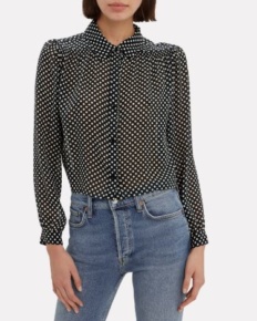 Kyle Richards Black Polka Dot Blouse Big Blonde Hair