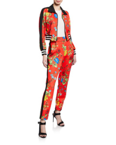 Kyle Richards Red Floral Tracksuit Big Blonde Hair