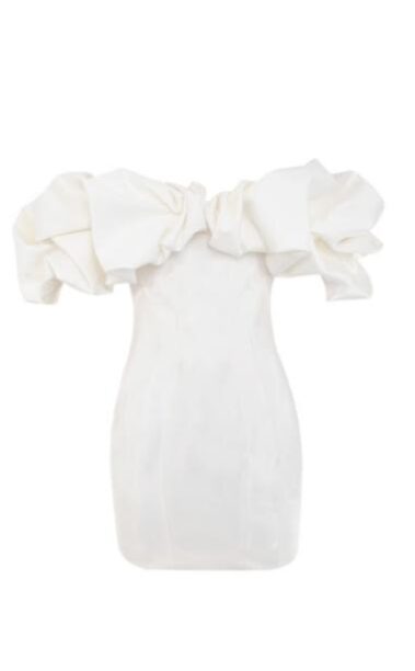 Kyle Richards White Ruffle Off The Shoulder Dress Big Blonde Hair