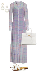 Kameron Westcotts Pastel Plaid Maxi Dress Big Blonde Hair