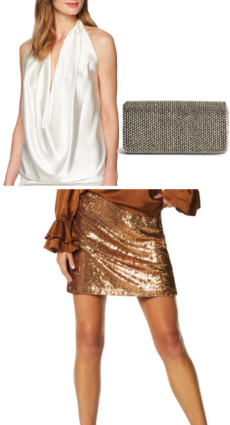 Ramona Singers Copper Sequin Skirt Big Blonde Hair