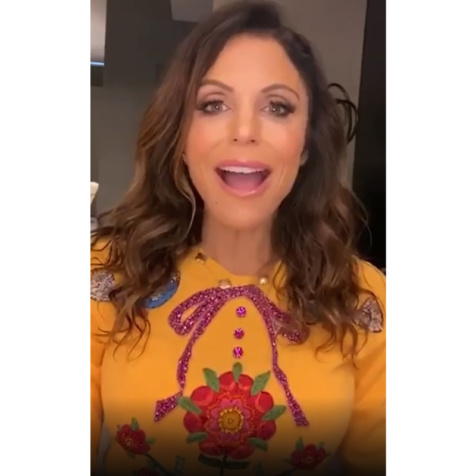 Bethenny Frankels Yellow Embroidered Bow Sweater Big Blonde Hair