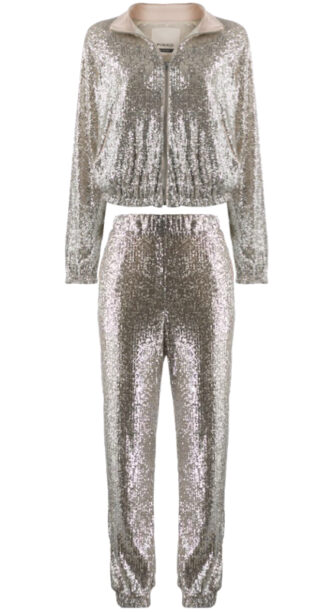 Bethenny Frankels Silver Sequin Tracksuit Big Blonde Hair