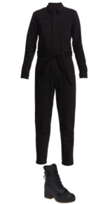 Crystal Kung Minkoffs Black Denim Jumpsuit Big Blonde Hair