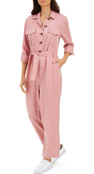 Garcelle Beauvais Pink Button Down Jumpsuit Big Blonde Hair