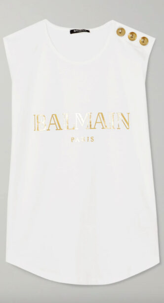 Kelly Dodds White Balmain Tee Big Blonde Hair