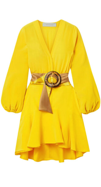 Kelly Dodds Yellow Belted Dress Big Blonde Hair