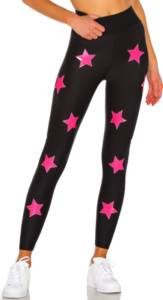 Stephanie Hollmans Black And Pink Star Print Leggings Big Blonde Hair