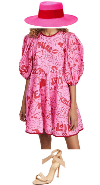 Tinsley Mortimers Pink And Red Graffiti Print Dress Big Blonde Hair