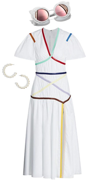 Kameron Westcotts White Multicolor Trim Dress Big Blonde Hair