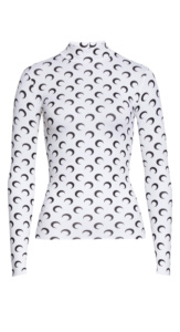 Leah Mcsweeneys White And Black Moon Print Top Big Blonde Hair