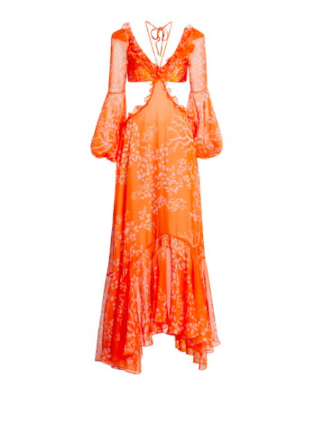 Cary Deuber S Orange Printed Cutout Dress Big Blonde Hair