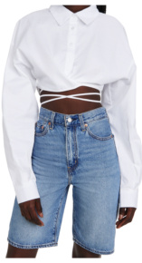 Caroline Stanburys White Tie Waist Cropped Shirt Big Blonde Hair