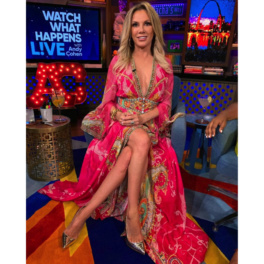 Ramona Singers Pink Printed Maxi Dress On WWHL Big Blonde Hair