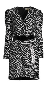 Ramona Singers Zebra Print Sequin Dress Big Blonde Hair