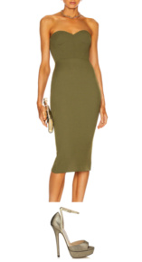 Lisa Rinnas Olive Green Strapless Dress Big Blonde Hair