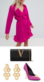 Jennifer Aydins Magenta Ruffle Wrap Dress Big Blonde Hair