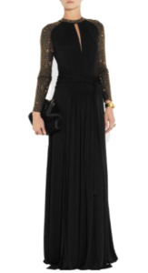 Kyle Richards Black Studded Sleeve Gown Big Blonde Hair