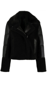 Kristin Cavallaris Black Fur Trim Puffer Jacket Big Blonde Hair