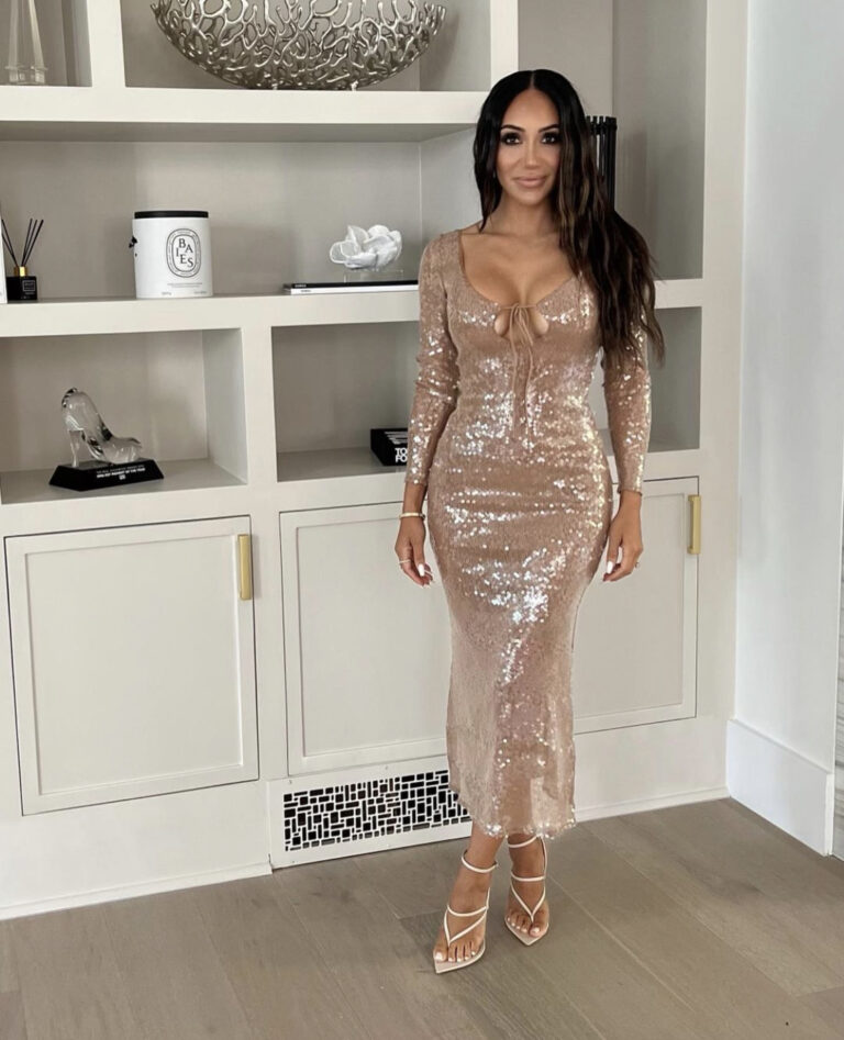 Melissa Gorga S Nude Sequin Long Sleeve Dress