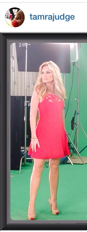 Tamra Judge's Red Season 9 RHOC Photoshoot Dress & Shoes | Big Blonde Hair