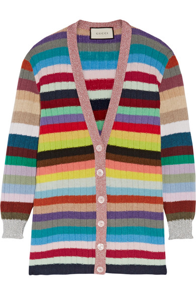 Kyle Richards' Rainbow Striped Cardigan Sweater | Big Blonde Hair
