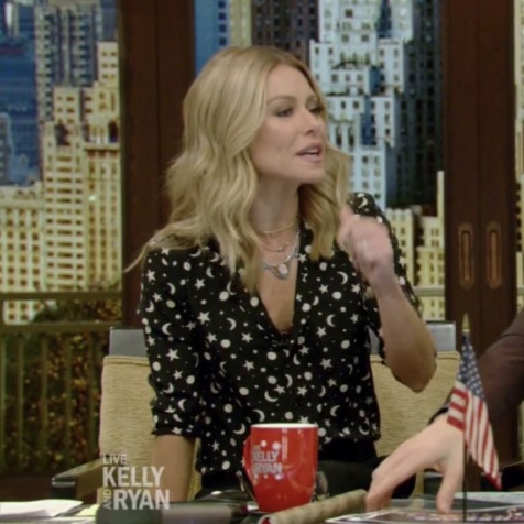 Kelly Ripa's Star and Moon Print Blouse | Big Blonde Hair