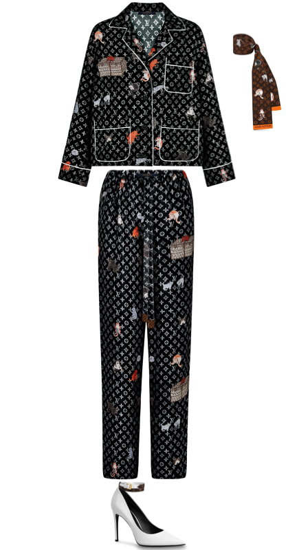 BigBlondeHair.com on X: Cat Call! Get details on Dorit Kemsley's Louis  Vuitton Logo Pajamas here:  #RHOBH   / X