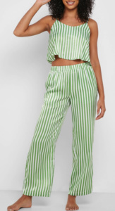 Paige DeSorbo’s Green Striped Pajamas | Big Blonde Hair