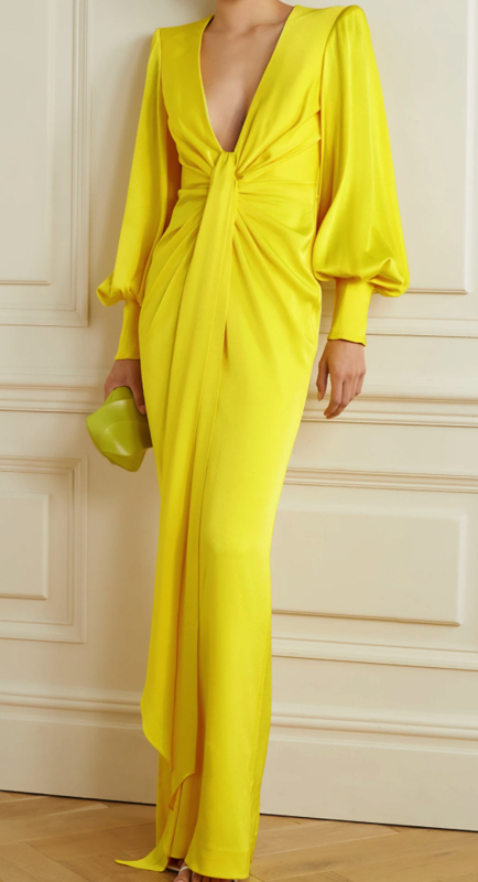 Lisa Rinna’s Yellow Draped Gown | Big Blonde Hair