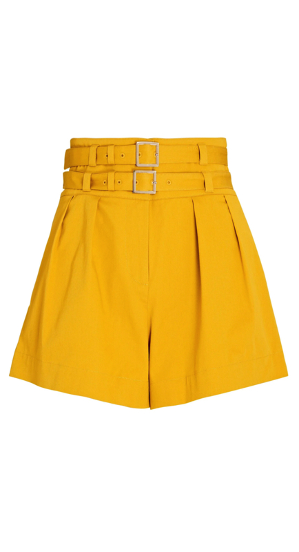 Nicole Martin’s Yellow Double Belted Shorts | Big Blonde Hair