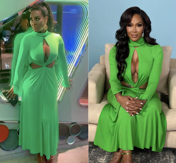 Kenya Moore's Green Cutout Dress