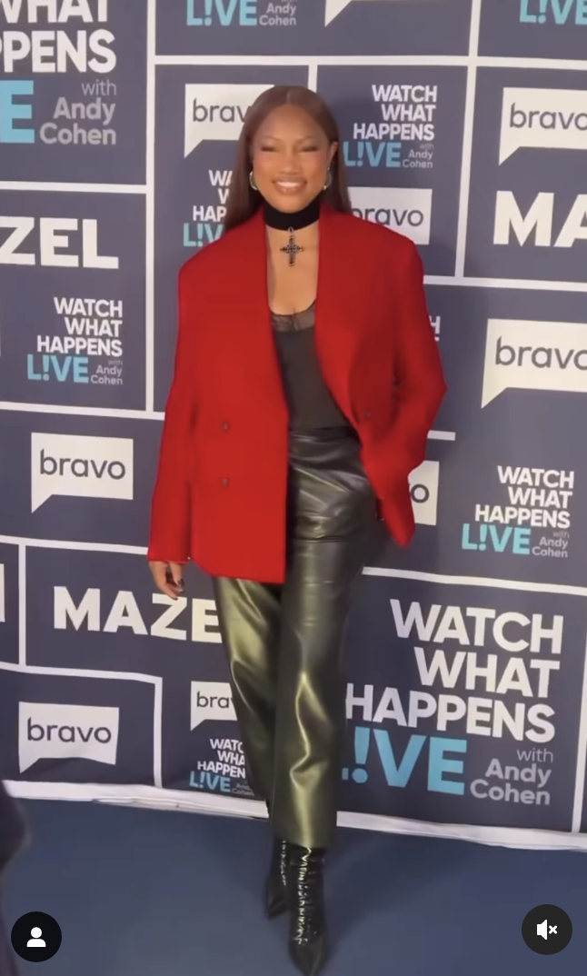 Garcelle Beauvais Red Velvet Blazer on WWHL