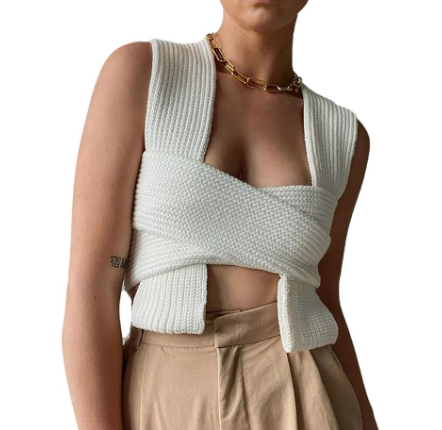 Madison LeCroy's White Crochet Cutout Crop Top